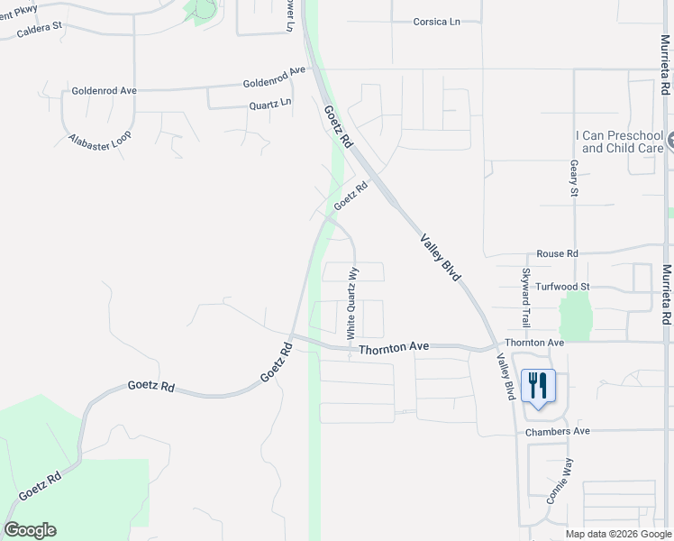 map of restaurants, bars, coffee shops, grocery stores, and more near Rouse Road in Menifee