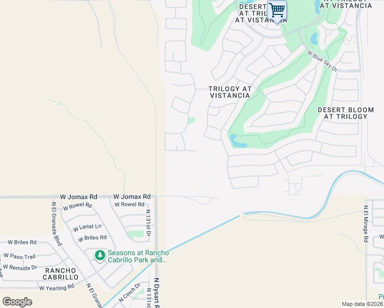 map of restaurants, bars, coffee shops, grocery stores, and more near 13001 West Redbird Road in Peoria