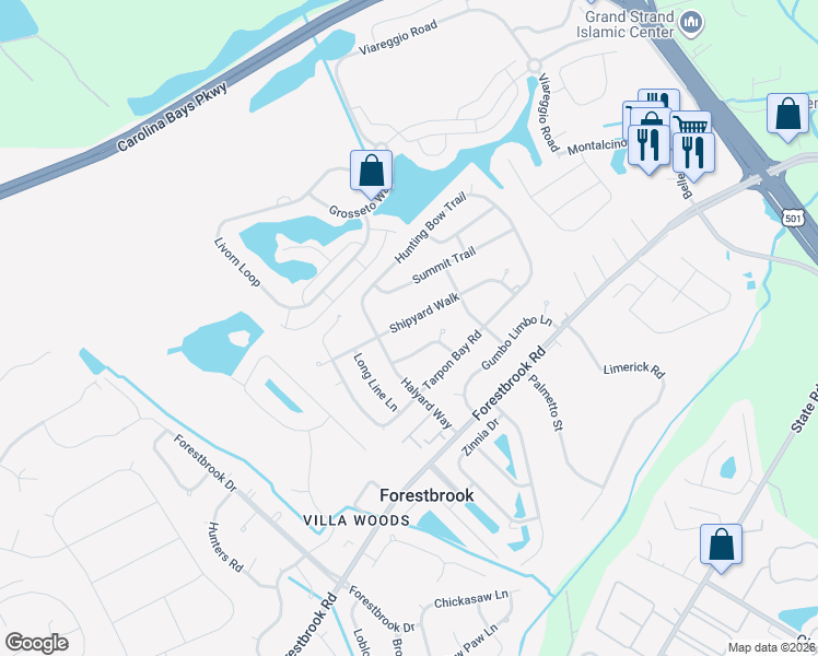 map of restaurants, bars, coffee shops, grocery stores, and more near 4050 Whisker Pole in Myrtle Beach