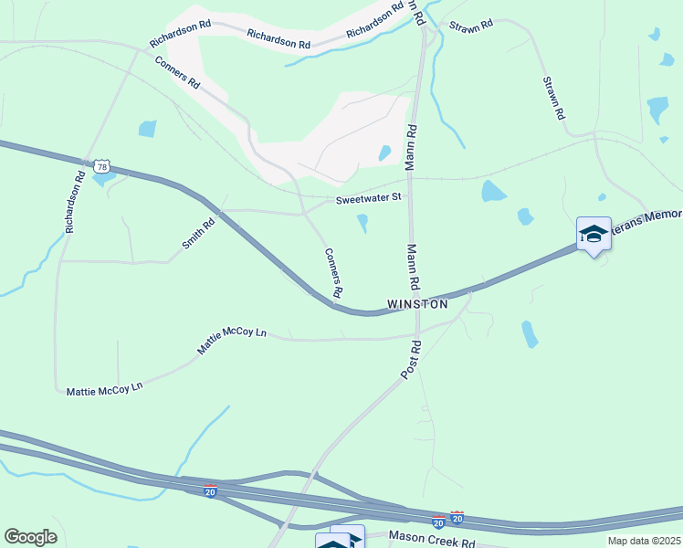 map of restaurants, bars, coffee shops, grocery stores, and more near 7756 Conners Road in Winston