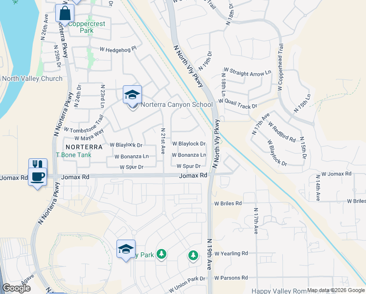 map of restaurants, bars, coffee shops, grocery stores, and more near 2008 West Bonanza Lane in Phoenix