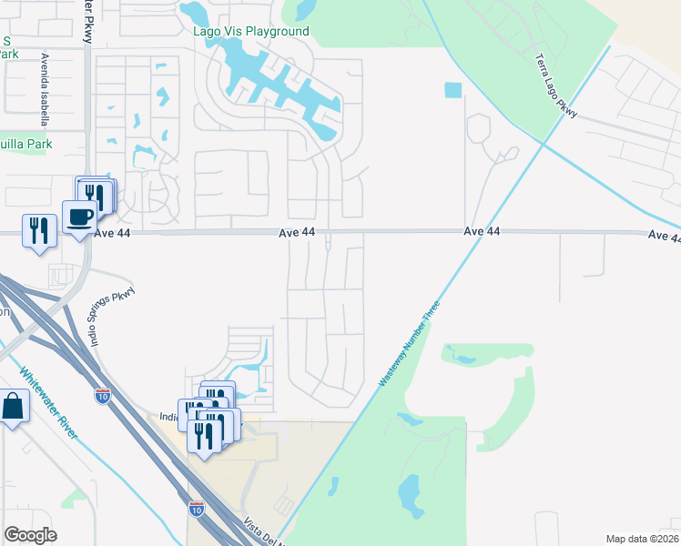 map of restaurants, bars, coffee shops, grocery stores, and more near 44229 Le Seine Lane in Indio
