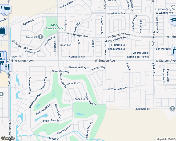 map of restaurants, bars, coffee shops, grocery stores, and more near 1830 Silver Oak Way in Hemet