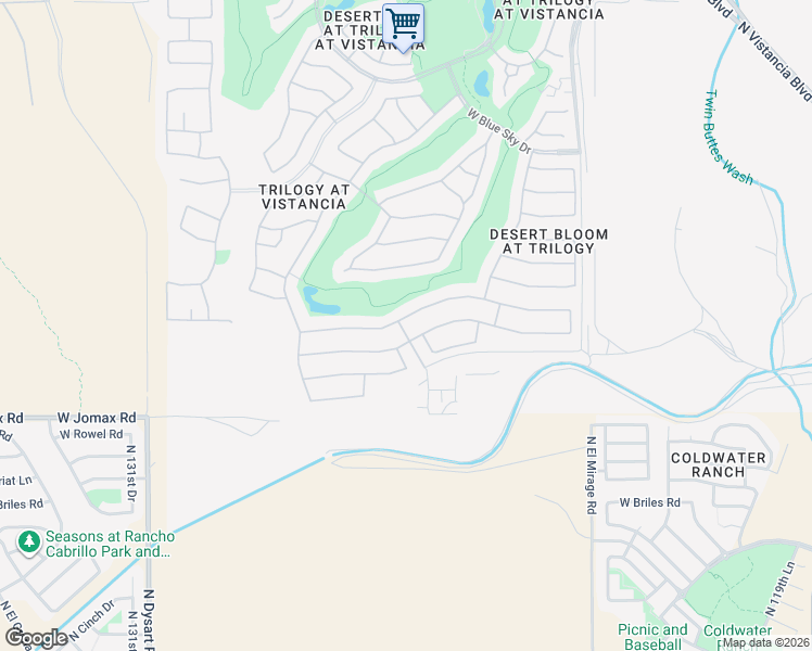 map of restaurants, bars, coffee shops, grocery stores, and more near 26949 North 126th Avenue in Peoria