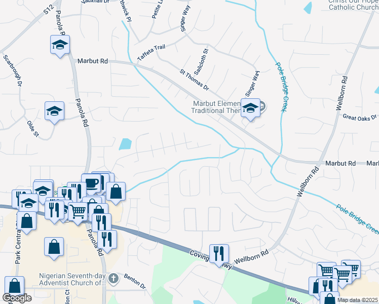 map of restaurants, bars, coffee shops, grocery stores, and more near 2079 Mallard Way in Lithonia