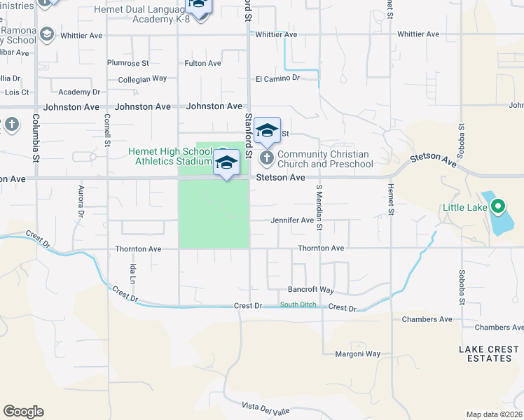 map of restaurants, bars, coffee shops, grocery stores, and more near 41785 Kandis Court in Hemet