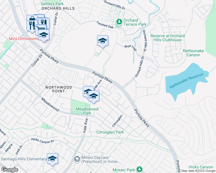 map of restaurants, bars, coffee shops, grocery stores, and more near 10 Westgate in Irvine