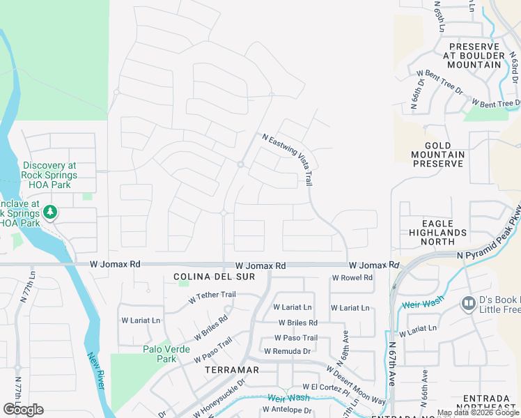 map of restaurants, bars, coffee shops, grocery stores, and more near 7434 West Andrea Drive in Peoria