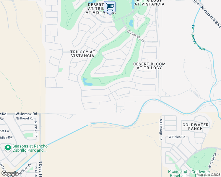 map of restaurants, bars, coffee shops, grocery stores, and more near 26949 North 126th Avenue in Peoria