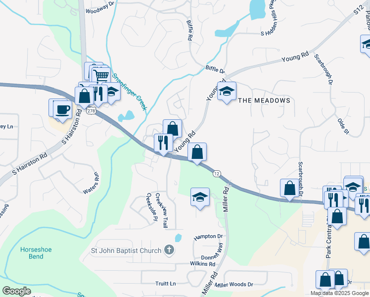 map of restaurants, bars, coffee shops, grocery stores, and more near 5646 Covington Highway in Decatur