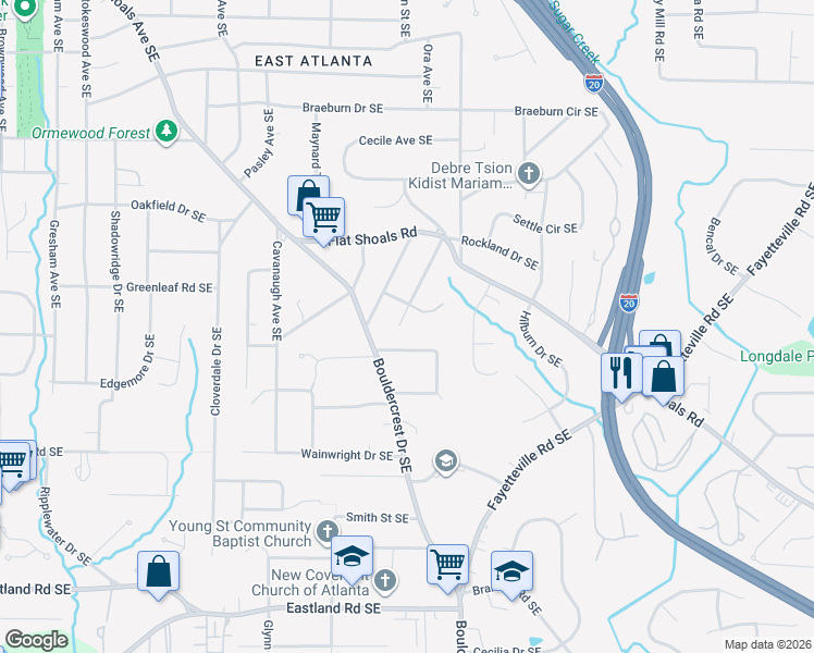 map of restaurants, bars, coffee shops, grocery stores, and more near 1712 Piper Circle Southeast in Atlanta