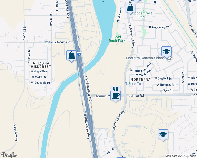 map of restaurants, bars, coffee shops, grocery stores, and more near 26810 North 27th Avenue in Phoenix