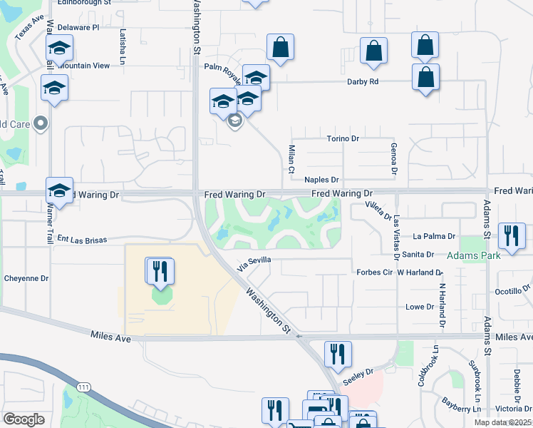 map of restaurants, bars, coffee shops, grocery stores, and more near 78475 Indigo Drive in La Quinta