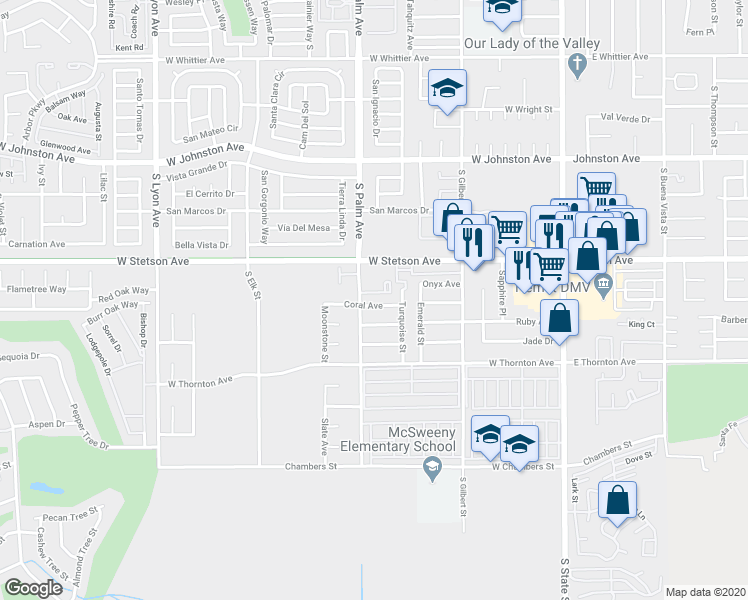 map of restaurants, bars, coffee shops, grocery stores, and more near 858 Coral Avenue in Hemet