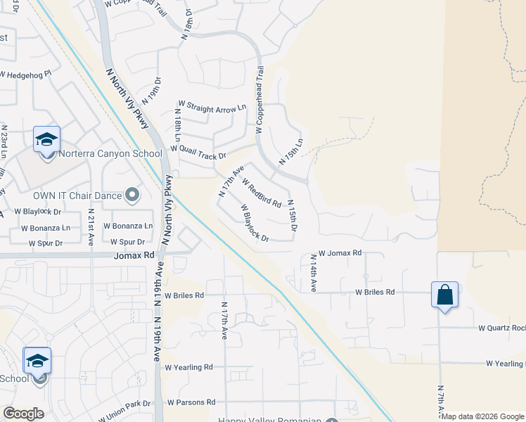 map of restaurants, bars, coffee shops, grocery stores, and more near 1543 West Molly Lane in Phoenix