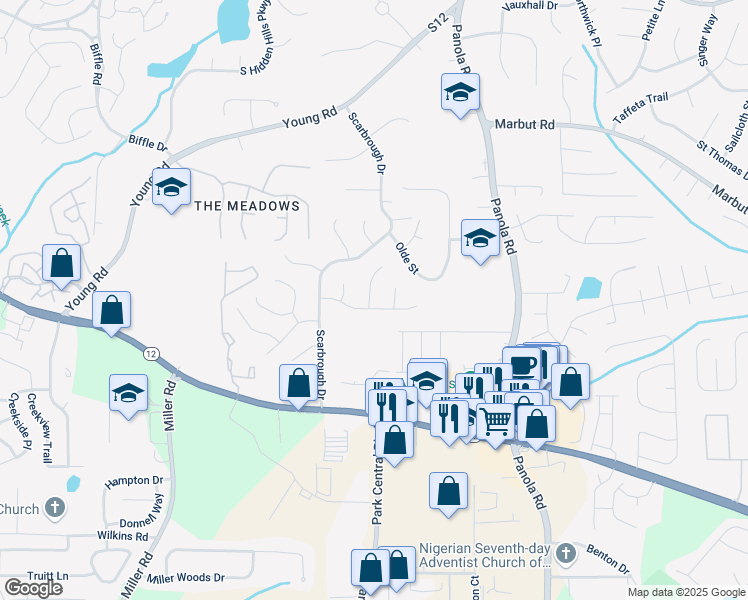 map of restaurants, bars, coffee shops, grocery stores, and more near 2092 Countydown Lane in Stone Mountain