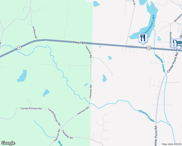 map of restaurants, bars, coffee shops, grocery stores, and more near 135 Harmon Road in Temple