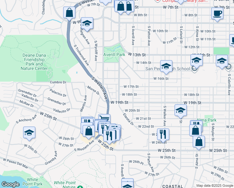 map of restaurants, bars, coffee shops, grocery stores, and more near 1712 Freeport Terrace in Los Angeles