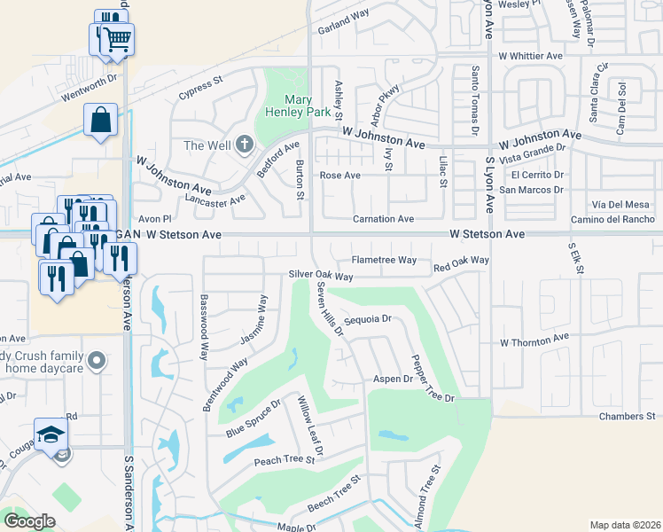 map of restaurants, bars, coffee shops, grocery stores, and more near 1177 Lemon Gum Lane in Hemet