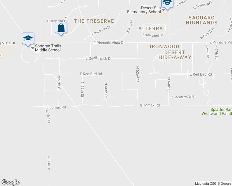 map of restaurants, bars, coffee shops, grocery stores, and more near 6025 East Monterra Way in Scottsdale