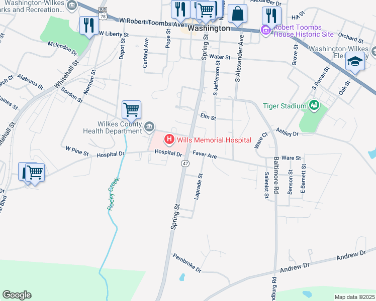 map of restaurants, bars, coffee shops, grocery stores, and more near 808 Spring Street in Washington