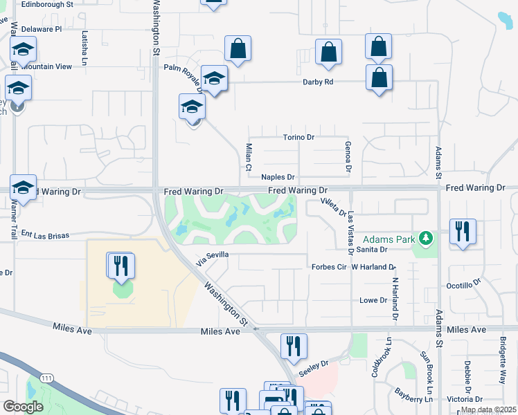 map of restaurants, bars, coffee shops, grocery stores, and more near 78313 Terra Cotta Court in La Quinta