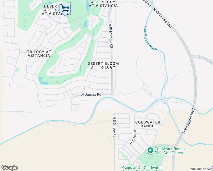map of restaurants, bars, coffee shops, grocery stores, and more near 12349 West Bajada Road in Peoria