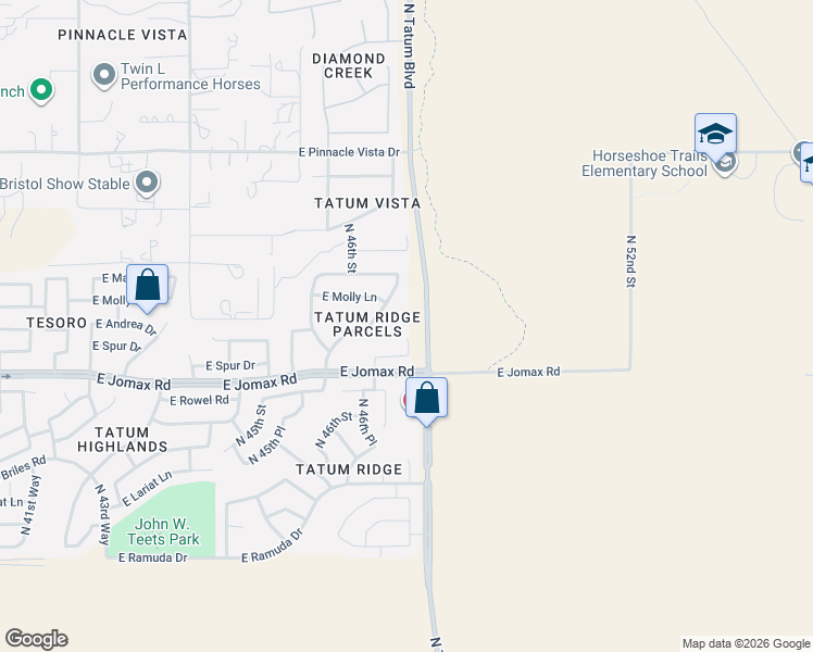 map of restaurants, bars, coffee shops, grocery stores, and more near 26633 North 47th Place in Cave Creek
