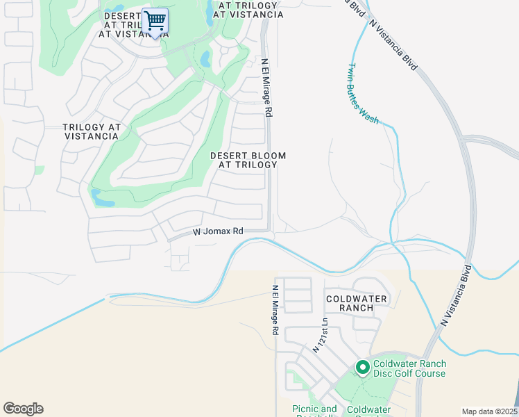 map of restaurants, bars, coffee shops, grocery stores, and more near 12337 West Maya Way in Peoria