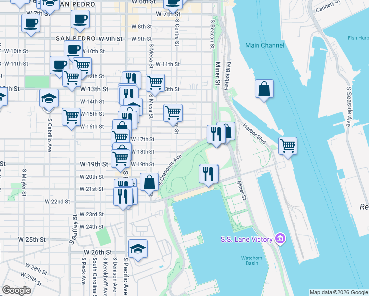 map of restaurants, bars, coffee shops, grocery stores, and more near 1761 South Crescent Avenue in Los Angeles