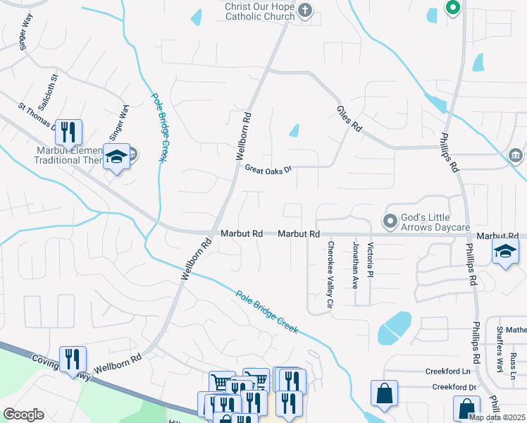 map of restaurants, bars, coffee shops, grocery stores, and more near 2068 Wellborn Close in Lithonia