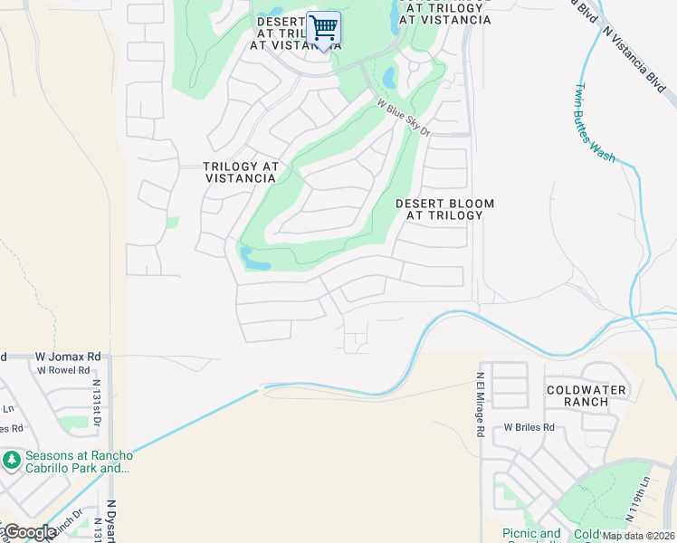 map of restaurants, bars, coffee shops, grocery stores, and more near 26949 North 126th Avenue in Peoria