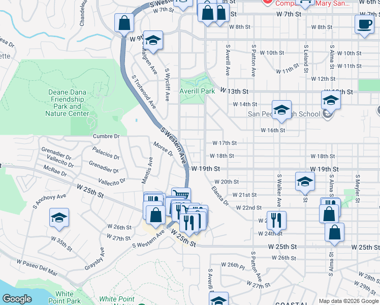 map of restaurants, bars, coffee shops, grocery stores, and more near 1841 Newport Terrace in Los Angeles