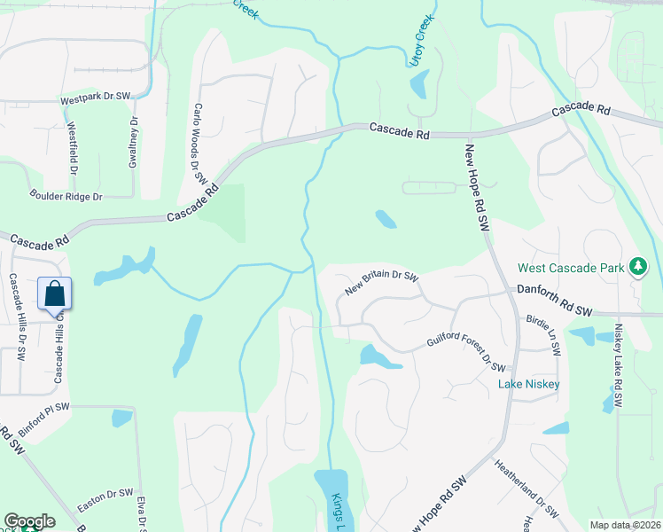 map of restaurants, bars, coffee shops, grocery stores, and more near 210 Beaver Falls Place Southwest in Atlanta