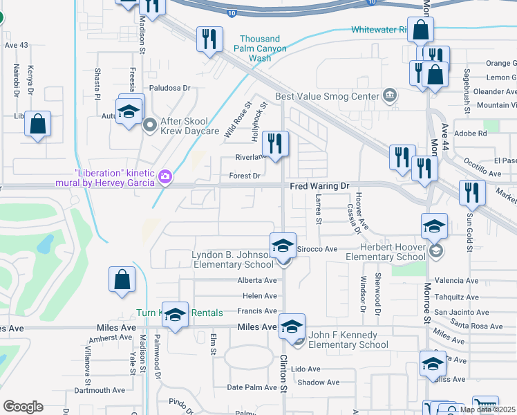 map of restaurants, bars, coffee shops, grocery stores, and more near in Chiriaco Summit