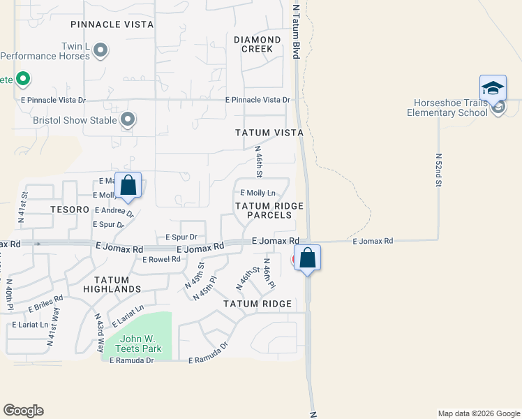 map of restaurants, bars, coffee shops, grocery stores, and more near 26640 North 46th Place in Cave Creek