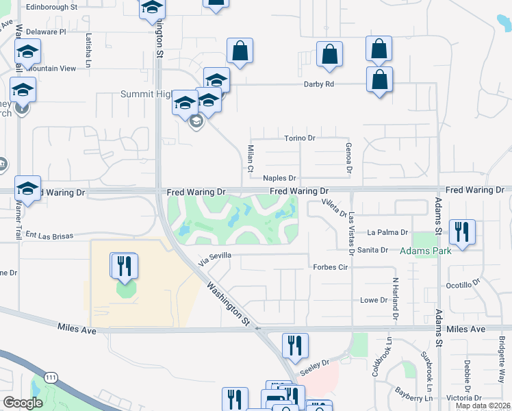 map of restaurants, bars, coffee shops, grocery stores, and more near 78325 Terra Cotta Court in La Quinta