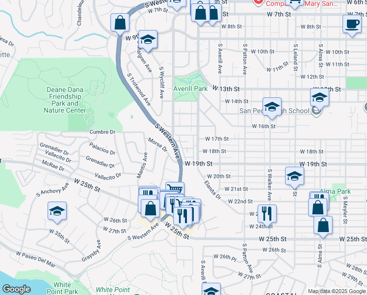 map of restaurants, bars, coffee shops, grocery stores, and more near 1841 Newport Terrace in Los Angeles
