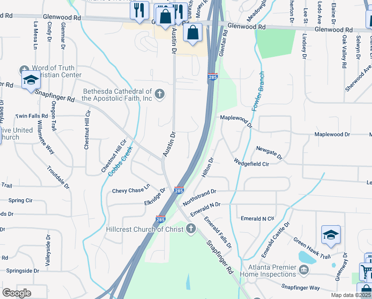 map of restaurants, bars, coffee shops, grocery stores, and more near 2083 Easterwood Court in Decatur