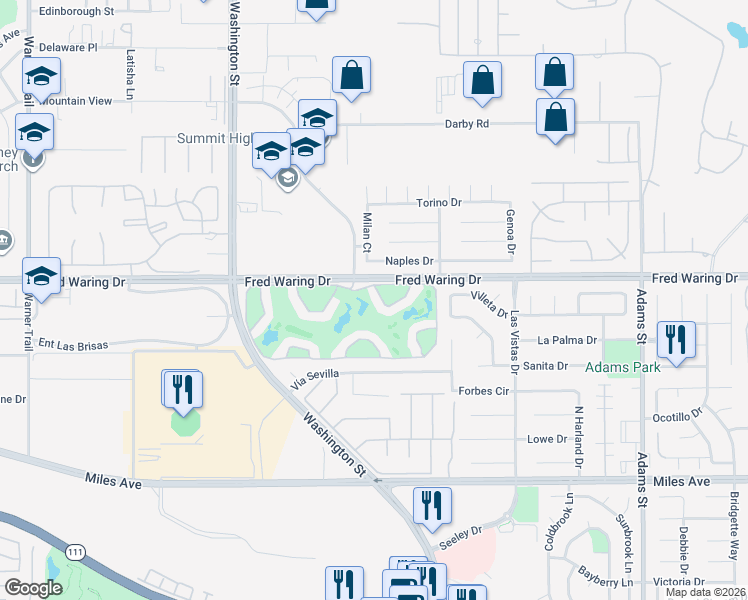 map of restaurants, bars, coffee shops, grocery stores, and more near 78325 Terra Cotta Court in La Quinta