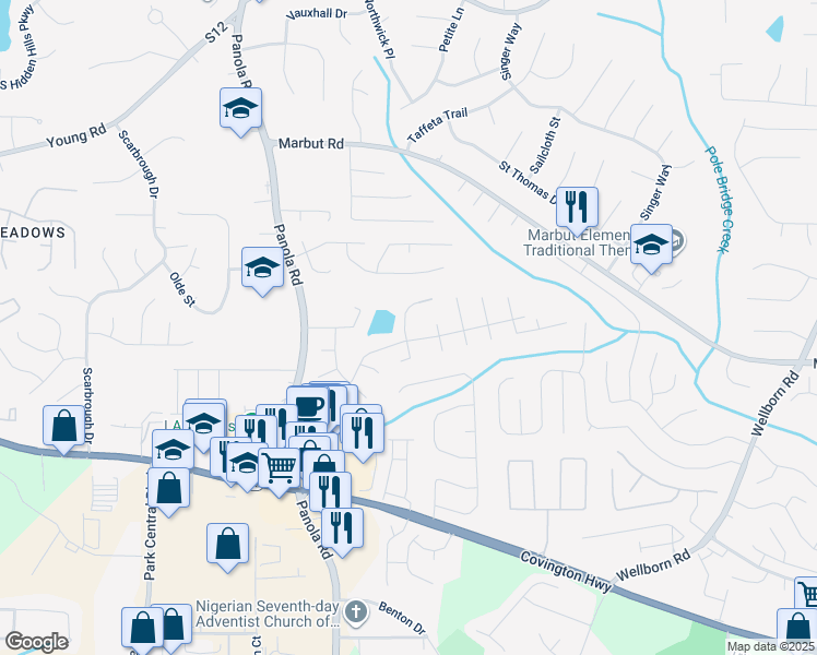 map of restaurants, bars, coffee shops, grocery stores, and more near 2038 Mallard Crest in Lithonia