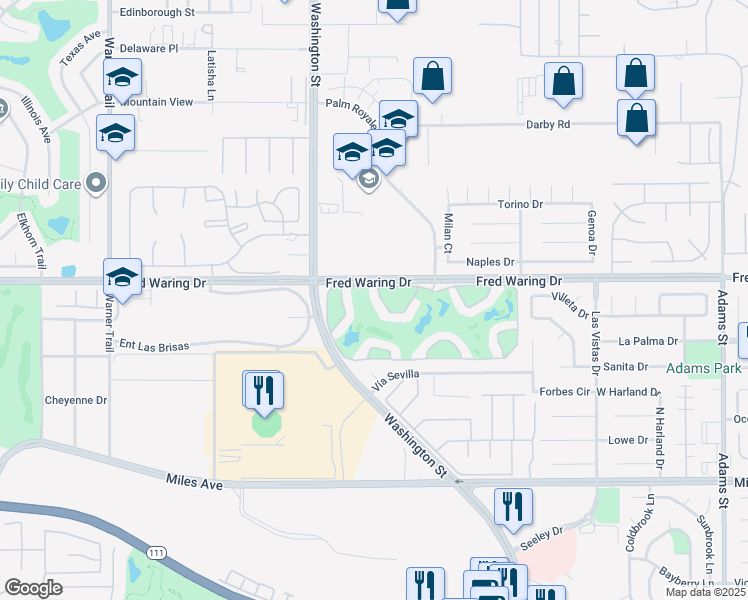 map of restaurants, bars, coffee shops, grocery stores, and more near 78143 Indigo Drive in La Quinta