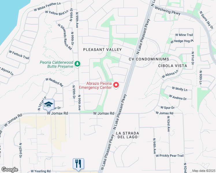 map of restaurants, bars, coffee shops, grocery stores, and more near 26713 North Pleasant Valley Drive in Peoria