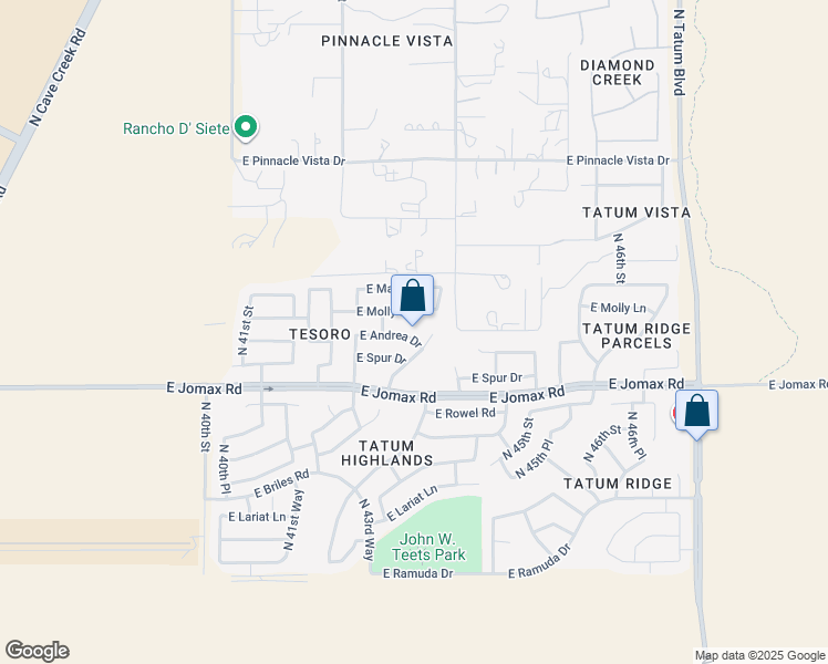 map of restaurants, bars, coffee shops, grocery stores, and more near 4248 East Andrea Drive in Cave Creek