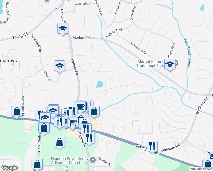 map of restaurants, bars, coffee shops, grocery stores, and more near 2038 Mallard Crest in Lithonia