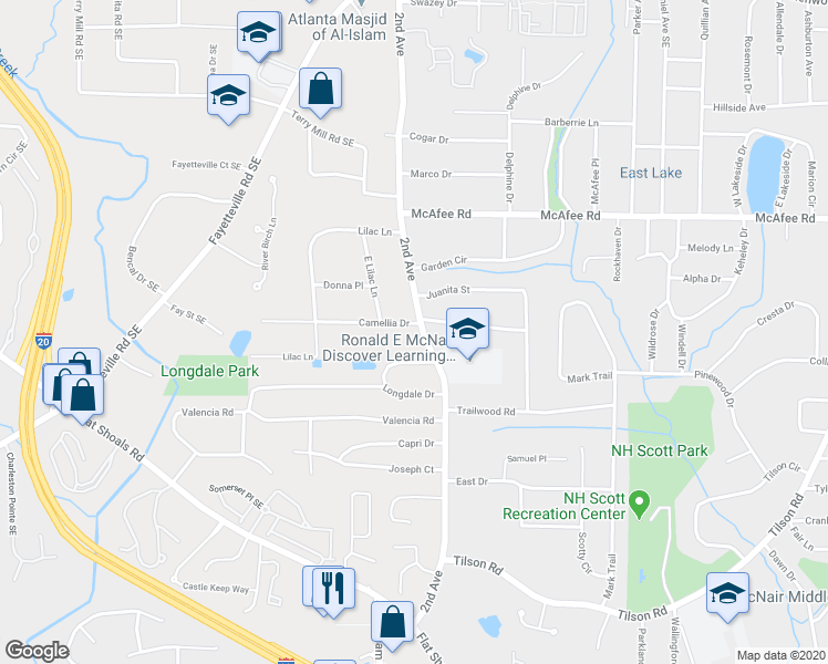 map of restaurants, bars, coffee shops, grocery stores, and more near 2123 2nd Avenue in Decatur