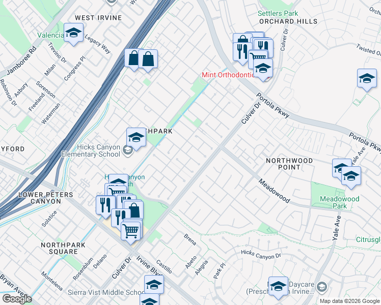 map of restaurants, bars, coffee shops, grocery stores, and more near 6 Napa in Irvine