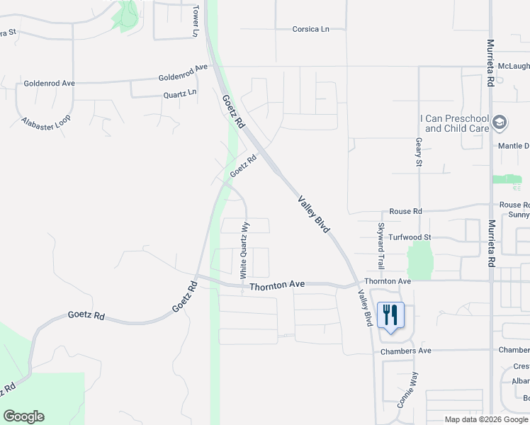 map of restaurants, bars, coffee shops, grocery stores, and more near 25208 Zircon Road in Menifee