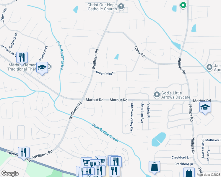 map of restaurants, bars, coffee shops, grocery stores, and more near 2052 Hilda Burns Place in Lithonia
