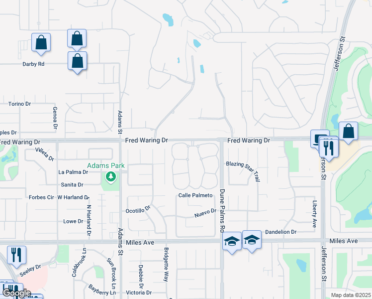 map of restaurants, bars, coffee shops, grocery stores, and more near 44051 West Sundown Crest Drive in La Quinta